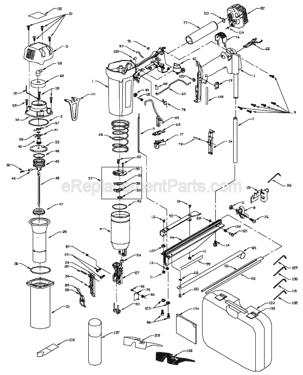 Page A Diagram and Parts List for  Porter Cable Nailer